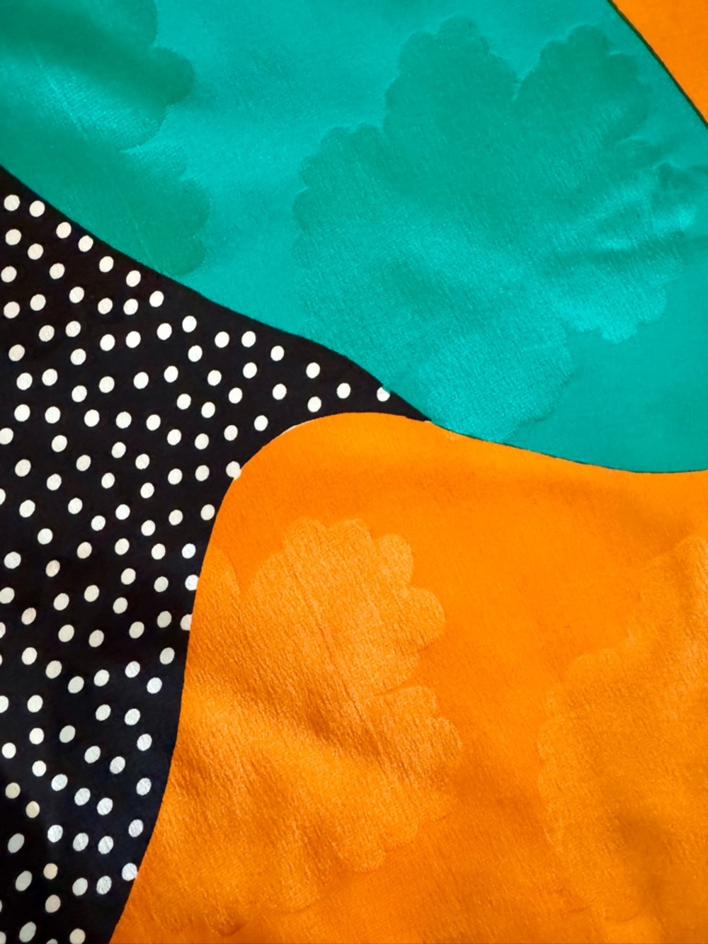Vtg 80s Colorful Polka Dot Abstract 100% Silk Art To Wear Scarf 46x42 - Picture 2 of 3